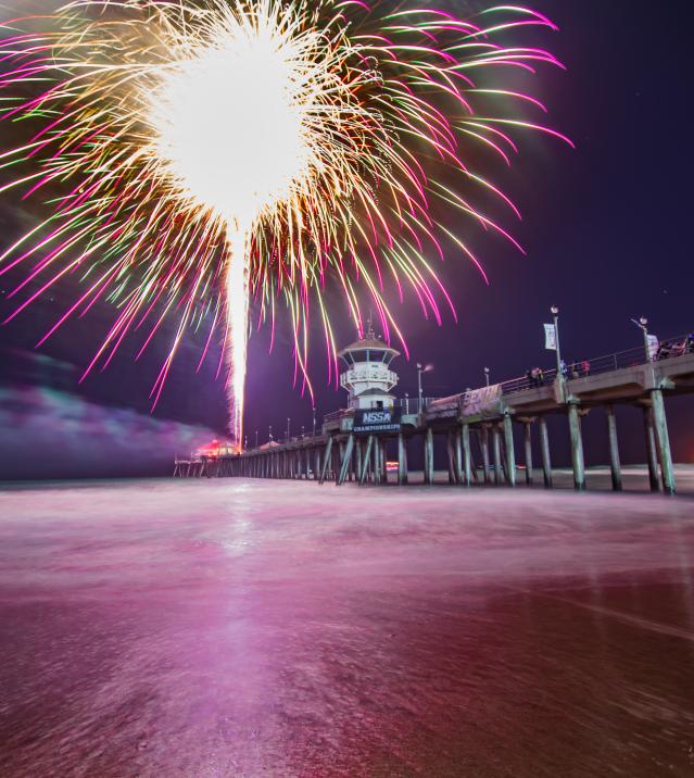 Huntington Beach Fireworks over the Huntington Beach Pier