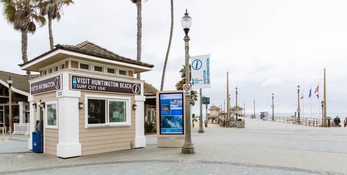 Visitors Kiosk in Huntington Beach right by the Huntington Beach Pier