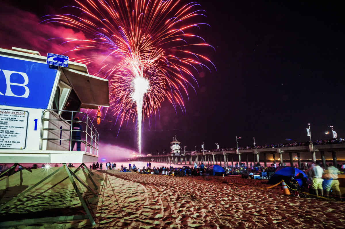 Fireworks Over the Ocean